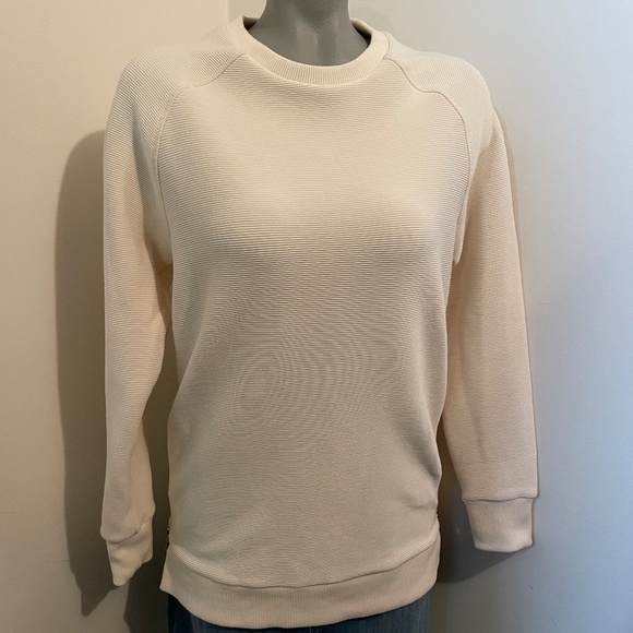 Varley sweatshirt long sleeve crew neck ribbed cotton off white extra small - Picture 1 of 7